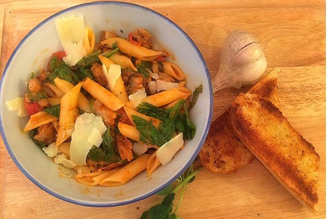 Wild Mushroom Penne with Tomato Cream Sauce