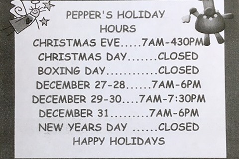 Pepper's Newsletter December 12, 2017
